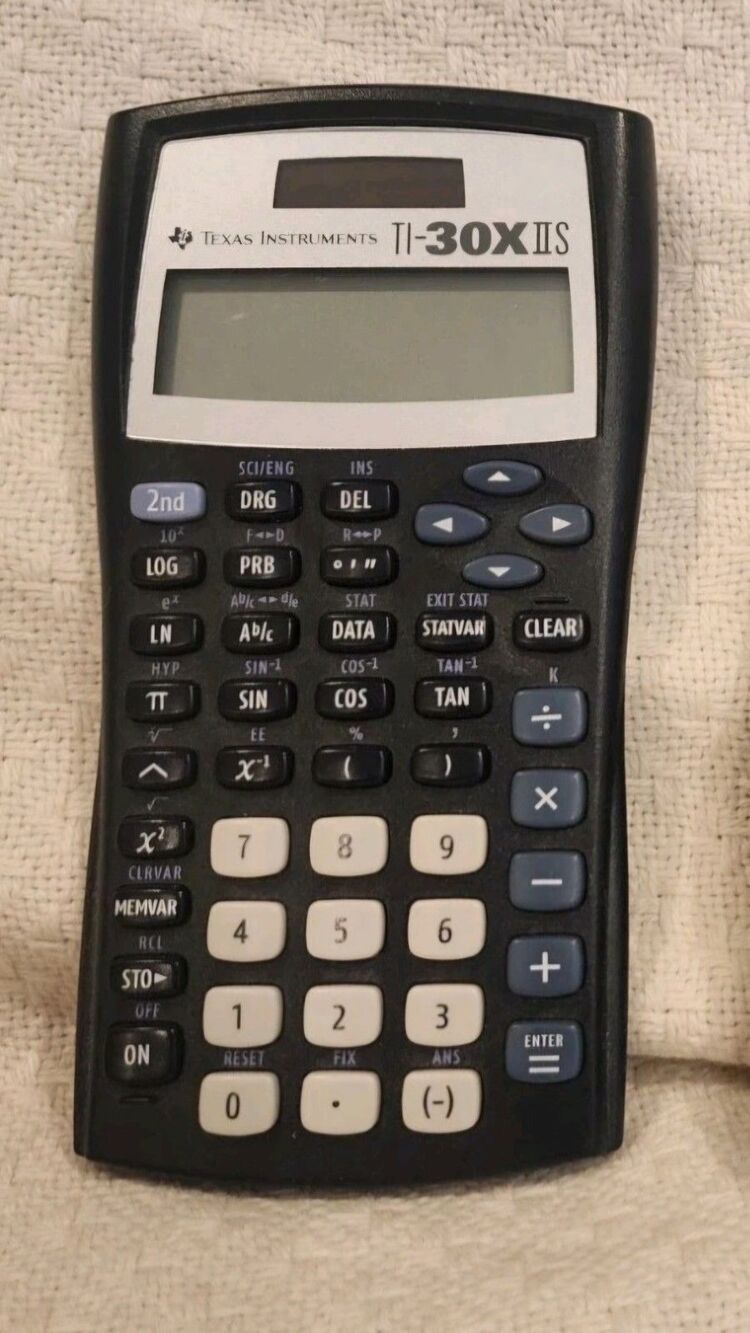 Texas Instruments TI-30XIIS Scientific Calculator, Black with Blue Accents
